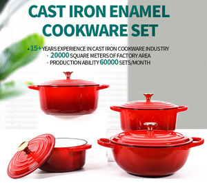 Nuevo juego de utensilios de cocina de hierro fundido esmaltado antiadherente con olla holandesa, cacerola, olla para guisos apta para horno, <span class=keywords><strong>ollas</strong></span> para sopa, para cocinar pan y patatas - Product Image 2