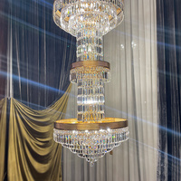 Lustre suspendu moderne de luxe à LED pour escalier, villa, hall d'hôtel, cristal transparent, luminaire suspendu pour hall d'hôtel et escalier