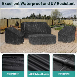 Housse de protection Zhuoya pour mobilier d'extérieur, 4 pièces, en tissu Oxford 210D, imperméable, avec fermeture élastique, pour ensemble canapé, chaise et table de jardin - Product Image 2