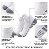 Chaussettes de sport respirantes en coton tricoté OEM, chaussettes de sport à absorption de l'humidité, chaussettes de sport rembourrées pour hommes et femmes, course à pied