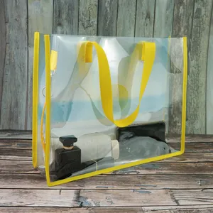 New design Customized Foldable Transparent Clear PVC Tote Shopping Bag