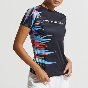 Women's Slim Sports Quick-Drying Top Short-Sleeved <b>Badminton</b> Tennis Print Fitness Suit for Outdoor Running Customizable OEM Team - Product Image 4