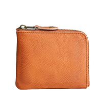 Vintage Fait Main En Cuir Véritable Simple Cartes Organiser Portefeuille Petite Pochette À Fermeture Éclair Sac À Main