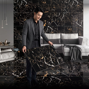 Black Portoro High Gloss Polished Glazed Porcelain Tiles 600x1200mm Luxury Marble Look Floor <b>Wall</b> Tile - Product Image 6