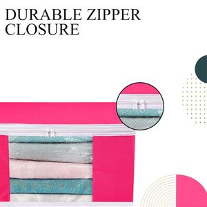 Cubiertas de Sari individuales de plástico Rosa sólido con cubierta de cremallera Bolsas de embalaje Saree Work Saree Cover para mujeres en precio al por mayor - Product Image 4