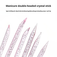 Outil de manucure professionnel 75 mm en cristal pour ongles, double usage : pousse-cuticules et dissolvant