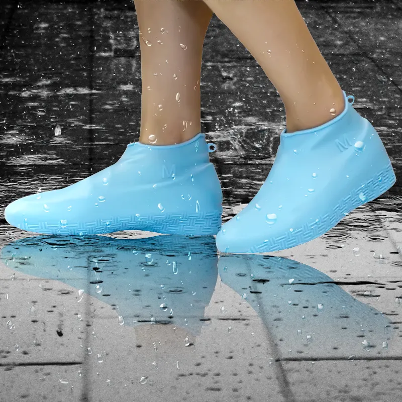 Kaymaz açık silikon yağmur ayakkabı kapağı su geçirmez ayakkabı koruyucuları yağmur, kar, toz ve vb