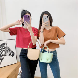 Top corto con estampado personalizado para mujer, Camiseta <span class=keywords><strong>de</strong></span> algodón suave <span class=keywords><strong>de</strong></span> manga corta, etiquetas ecológicas, etiquetas colgantes, gran oferta, estilo informal - Product Image 5