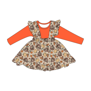 Set 2 Pezzi Personalizzato Senza MOQ di Alta Qualità per Bambine 2-<span class=keywords><strong>9</strong></span> Anni, Stampa Casual, Maglietta a Maniche Lunghe e Gonna in Bambù Traspirante per l'Autunno - Product Image 3
