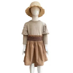 2024 Winter Toddler Girls Clothing Long Sleeves Cotton Warm Kids Knit Sweater And Corduroy Rib Girls Dresses Girls Clothing Set