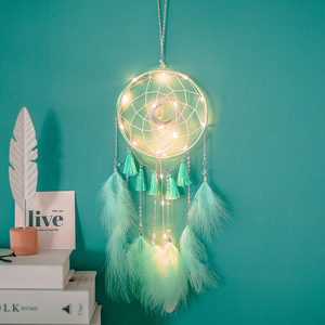 Dream Catcher Lông Vũ Trang Trí Nhà Bán Chạy Kèm Đèn Vòng Sắt Trang Trí Tường Vòng Bắt Giấc Mơ - Product Image 4