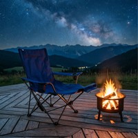 Chaise pliante à dossier haut avec porte-gobelet, style glamping, en acier carbone, portable, pour camping et plage, OEM