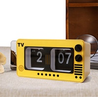 Horloge de bureau de Table numérique en métal jaune clair de Style industriel rétro Reloj Page Turning Horloge de Table Auto Flip Calendar Clock