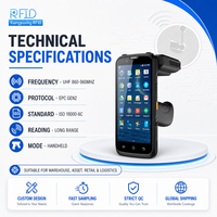 Lector RFID Portátil UHF 860-960MHz, PDA Android Resistente con Escáner de Código de Barras para Gestión de Inventario en Tiendas Minoristas
