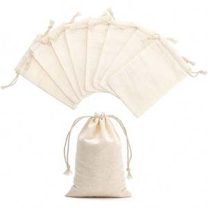 Custom Logo Recyclable 13*18cm Cotton Storage <b>Bags</b> Drawstring Reusable Packaging Craft Christmas Holiday Party Decorations - Product Image 3