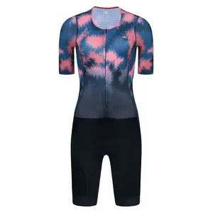 Roupa de pele para ciclismo com impressão por sublimação personalizada, roupa absorvente de umidade para bicicleta, roupa de bicicleta de estrada com alta elasticidade