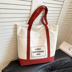 กระเป๋าผ้าแคนวาสขนาดใหญ่พิมพ์โลโก้ของคุณเอง  แบบกำหนดเองได้ พร้อมซิป - Product Image 1