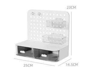 طقم منظم لوحة مثقبة متعدد الوظائف وصديق للبيئة للمكتب القائم، مجموعة متكاملة مع صناديق تخزين وخطافات وأرفف وأدراج للاستخدام المكتبي - Product Image 6