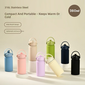 2026 Luxury 350ml 316L Stainless Steel Eco-Friendly Children's Mini Portable Vacuum <b>Bottle</b> with Wide Mouth Handle Custom Logo - Product Image 1