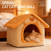 Nouvelle Niche de Luxe Moderne Toutes Saisons pour Chat et Chien, Semi-fermée, Chaude, Imprimée, Amovible, Lavable, avec Nid en Éponge, pour Intérieur Confortable