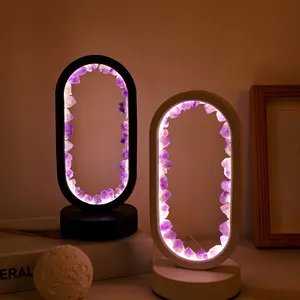 Wholesale Natural Amethyst Crystal Lamp Healing Stone Crystal Table Lamp Crafts Colors Can Be Customized Crystal Night Light