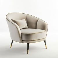 Fauteuil de détente moderne en velours avec boucle dorée pour salon, chambre, bureau à domicile, salle à manger, villa, extérieur et hôtel