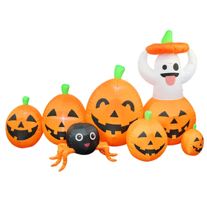 Décorations de jardin extérieur pour Halloween, citrouille souriante gonflable d'horreur, éclairage de fête d'Halloween, décorations d'automne gonflables - Product Image 3