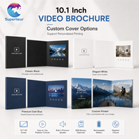 Présentation d'entreprise de luxe, écran HD IPS de 10,1 pouces, 2 Go de mémoire, impression personnalisée, RoHS, dossier numérique LCD, brochure vidéo MP4, brochure vidéo enduite