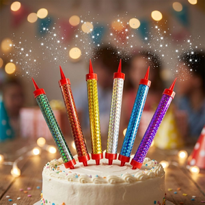 Vente Flash Fontaine à Gâteau Froide Sans Flamme 18 cm Argentée, Bougie d'Anniversaire Scintillante - Product Image 4