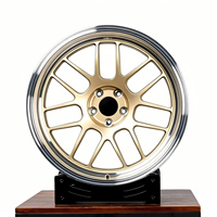 Rines Monobloque Forjados de Aleación T61, 1 Pieza, Centro Dorado, Borde Plateado, Multirradio, Personalizados, de Lujo, para Autos de Alto Rendimiento y Vehículos de Calle