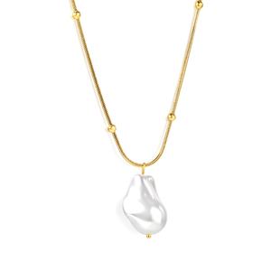 Ason Nuevo Collar de Perlas de Agua Dulce con Cadena de Serpiente, Chapado en Oro de 18k, Acero Inoxidable, Joyería de Moda para Mujer - Product Image 2