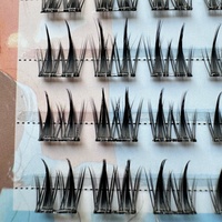 Faux cils en fibre synthétique auto-adhésifs, effet queue de renard, racine fine et naturelle, 12 rangées, semi-faits à la main, réutilisables, base fine et nette