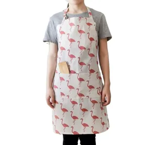 Европейский Водонепроницаемый Фартук с фламинго, без рукавов, хлопковый Льняной Фартук для домашней кухни, кафе, студии, пекарни, для мужчин и женщин
