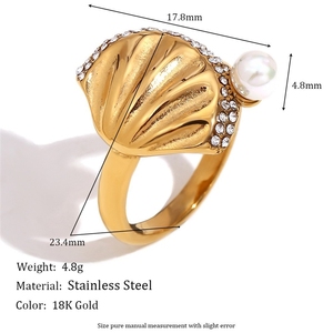 แหวนสเตนเลสสตีล 316L คุณภาพสูง ประดับมุกและกลีบ<span class=keywords><strong>ดอก</strong></span>ไม้ ดีไซน์หรูหรา ไม่หมองคล้ำ สำหรับผู้หญิง - Product Image 2