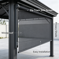 Pergola autoportante en aluminium pour l'extérieur, style américain, toit à lames motorisées réglables, moustiquaires latérales