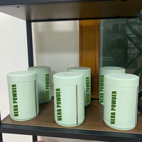 Boîte cylindrique en étain pour poudre d'herbes de qualité alimentaire personnalisée, boîte à thé en métal ronde, emballage hermétique, boîte à thé en métal