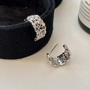 Pendientes de Plata de Ley S925 de Estilo Retro Francés, con Diseño de Encaje, Huecos, con Circonita, Estilo Simple y Moderno - Product Image 5