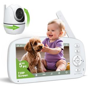 Meilleur prix 5 pouces vidéo bébé moniteur avec caméra détection de pleurs 5000mAh batterie 1000ft bébé Audio caméra vidéo bébé téléphone - Product Image 1