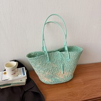 Grand sac fourre-tout en paille tressée grande capacité, sac à bandoulière d'été pour la plage avec poignée en cuir PU pour femme, sac de voyage et de vacances