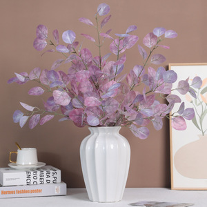 Feuilles d'eucalyptus artificielles Ruilisi, verdure violette foncée et violette claire, décoration de mariage et de maison, imprimées en 3D, écologiques - Product Image 1