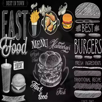 Papier peint mural 3D rétro personnalisé pour restaurant, motif mode, restauration rapide, burger, café, lait, thé, décoration de boutique