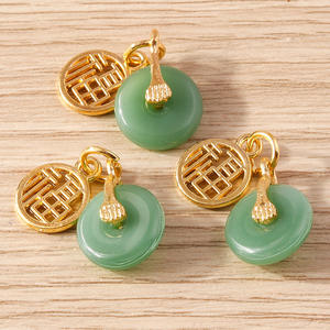 Weny, 10 piezas por paquete: Collar con colgante <span class=keywords><strong>de</strong></span> <span class=keywords><strong>jade</strong></span> con el caracter Fu, estilo étnico y nacional retro chino. - Product Image 2