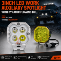 Projecteurs LED de travail dynamiques 24V 160W, DRL ambre, 4 lasers, 3 pouces, pour camion, pick-up, UTV, ATV, SUV, 4x4, voiture, IP67, 12V