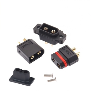 ปลั๊กตัวผู้กันน้ำ Amass XT60EW-M, ขั้วต่อสีดำกระแสสูง 35A พร้อมรูสกรูสีทองสำหรับการยึดติดขนาด 3.5 มม. อย่างแน่นหนา - Product Image 1