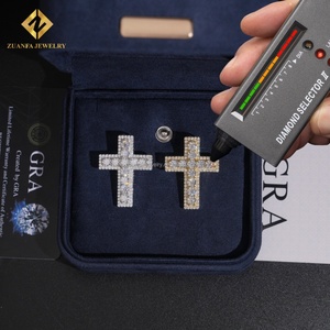 Envío desde EE. UU., Stock Local, Joyería Hip Hop con Incrustaciones de Diamantes que Pasan el Test de Diamantes, Colgante de Cruz de Plata de Ley 925 con Diamantes Moissanite - Product Image 2