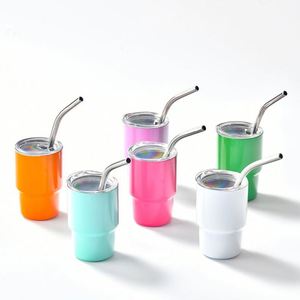 Gobelet isotherme en acier inoxydable à double paroi de 3 oz pour sublimation, avec couvercles et pailles, vente en gros - Product Image 4