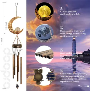 Linterna de luces solares para exteriores, impermeable, Luna, sol, luz de hadas, <span class=keywords><strong>campanas</strong></span> de viento, luces Led para el hogar, <span class=keywords><strong>calle</strong></span>, jardín, decoración de fiesta de vacaciones - Product Image 2