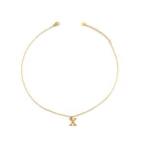 Collier pendentif en acier inoxydable 316L plaqué or PVD, initiale X, bijoux tendance - Product Image 1