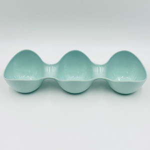 จานเสิร์ฟเมลามีนสีเขียวมิ้นท์ 3 ช่อง สำหรับอาหารเรียกน้ำย่อยและทาปาส - Product Image 2