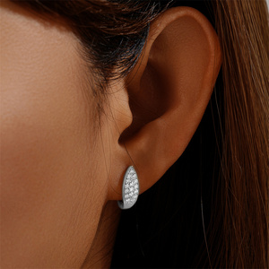 CANNER Boucles d'oreilles créoles pour femme en argent sterling 925, avec zircone cubique, forme goutte d'eau, graines de melon, poire, style Huggie, cadeau - Product Image 4